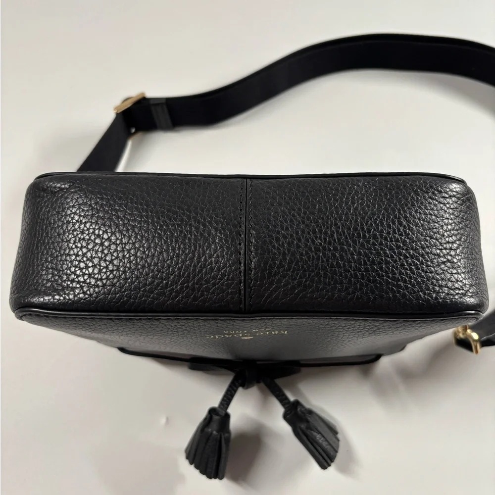 Kate Spade New York Hayes‎ Street Black Tassel Crossbody Bag Leather Minimalist